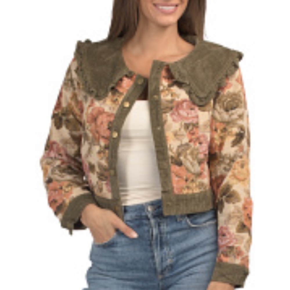 Vintage Style Jacquie The Label Floral Corduroy Women's Jacket - Picture 6 of 15